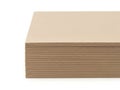 Stack of brown cardboard sheets isolated on white background Royalty Free Stock Photo