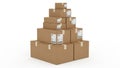Stack of cardboard boxes isolated on white background Royalty Free Stock Photo