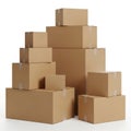 Stack of cardboard boxes isolated on white background Royalty Free Stock Photo