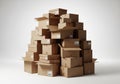 Stack of cardboard boxes isolated on white background Royalty Free Stock Photo