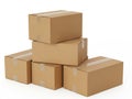 Stack of cardboard boxes isolated on white background Royalty Free Stock Photo