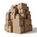 Stack of cardboard boxes isolated on white background Royalty Free Stock Photo