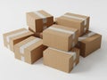 Stack of cardboard boxes isolated on white background Royalty Free Stock Photo