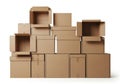 Stack of cardboard boxes isolated on white background Royalty Free Stock Photo