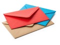 Stack of colored envelopes isolated on white background Royalty Free Stock Photo