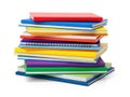 Stack of colorful notebooks isolated on white background Royalty Free Stock Photo