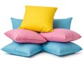 Colorful pillows stacked isolated on white background Royalty Free Stock Photo