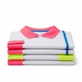 Stack of colorful polo shirts isolated on white background Royalty Free Stock Photo