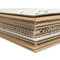 Stack of corrugated cardboard sheets isolated on white background isolated on white background Royalty Free Stock Photo