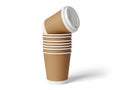 Stack of disposable coffee cups isolated on white background Royalty Free Stock Photo