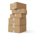 Stack of cardboard boxes isolated on white background Royalty Free Stock Photo