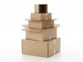 Stack of cardboard boxes isolated on white background Royalty Free Stock Photo