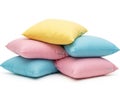 Stack of colorful pillows isolated on white background Royalty Free Stock Photo