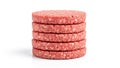 Stack of hamburger patties isolated on white background Royalty Free Stock Photo