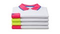 Stack of folded polo shirts isolated on white background Royalty Free Stock Photo