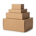 Stack of brown cardboard boxes isolated on white background Royalty Free Stock Photo
