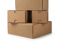 Stack of cardboard boxes isolated on white background Royalty Free Stock Photo