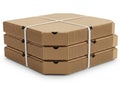 Stack of pizza boxes isolated on white background Royalty Free Stock Photo