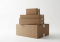 Stack of cardboard boxes isolated on white background Royalty Free Stock Photo