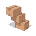 Stack of cardboard boxes isolated on white background Royalty Free Stock Photo