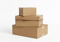 Stack of cardboard boxes isolated on white background Royalty Free Stock Photo