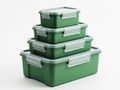 Stack of green plastic containers isolated on white background Royalty Free Stock Photo