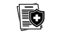 Medical document with shield icon isolated on white background Royalty Free Stock Photo