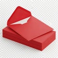 Stack of red envelopes isolated on white background Royalty Free Stock Photo