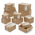 Stack of shipping boxes isolated on white background Royalty Free Stock Photo