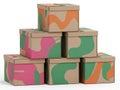 Stack of colorful boxes isolated on white background Royalty Free Stock Photo