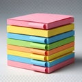 Stack of colorful notepads isolated on white background isolated on white background Royalty Free Stock Photo