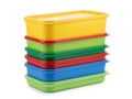 Stack of plastic containers, isolated on white background Royalty Free Stock Photo