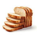 Stack of sliced bread isolated on white background Royalty Free Stock Photo