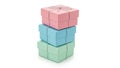 Stack of pastel gift boxes isolated on white background Royalty Free Stock Photo