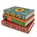Stack of decorative books isolated on white background Royalty Free Stock Photo