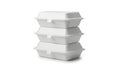 Stack of styrofoam containers isolated on white background Royalty Free Stock Photo