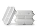 Stack of styrofoam containers isolated on white background Royalty Free Stock Photo