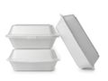 Stack of styrofoam containers isolated on white background Royalty Free Stock Photo