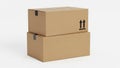Stack of two cardboard boxes isolated on white background Royalty Free Stock Photo