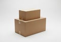 Stack of two cardboard boxes isolated on white background Royalty Free Stock Photo