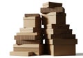 Stack of cardboard boxes isolated on white background Royalty Free Stock Photo