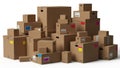 Stack of cardboard boxes isolated on white background Royalty Free Stock Photo