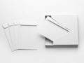 Stack of white envelopes and cardstock paper isolated on white background Royalty Free Stock Photo