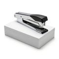 Stapler on paper stack isolated on white background Royalty Free Stock Photo