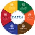 6 Steps Circular Business Infographic Template. Pie Chart Diagram with Six Colorful Segments for Options, Strategy, and Process Royalty Free Stock Photo