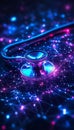 The image features a stethoscope on a surface, accompanied by a complex network and a bokeh effect Royalty Free Stock Photo