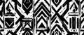Black and white geometric pattern with triangles and chevrons Royalty Free Stock Photo