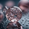 Futuristic Rose Gold Molecular Structure with Water Droplets