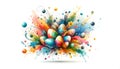 Vibrant Abstract Artwork with Colorful Splashes and Floral Elements, Creative Design Concept Royalty Free Stock Photo