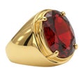 Large oval ruby ring isolated on transparent background Royalty Free Stock Photo